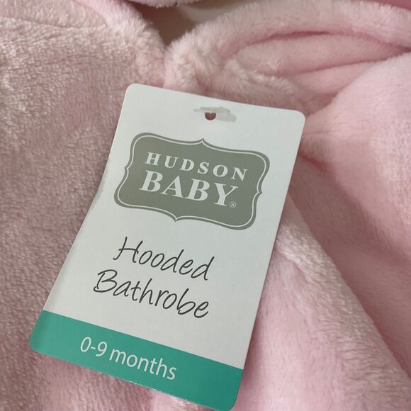 NWT Hudson Baby Plush Animal Face Hooded Bathrobe Pink Elephant 0-9 Months - Picture 5 of 6